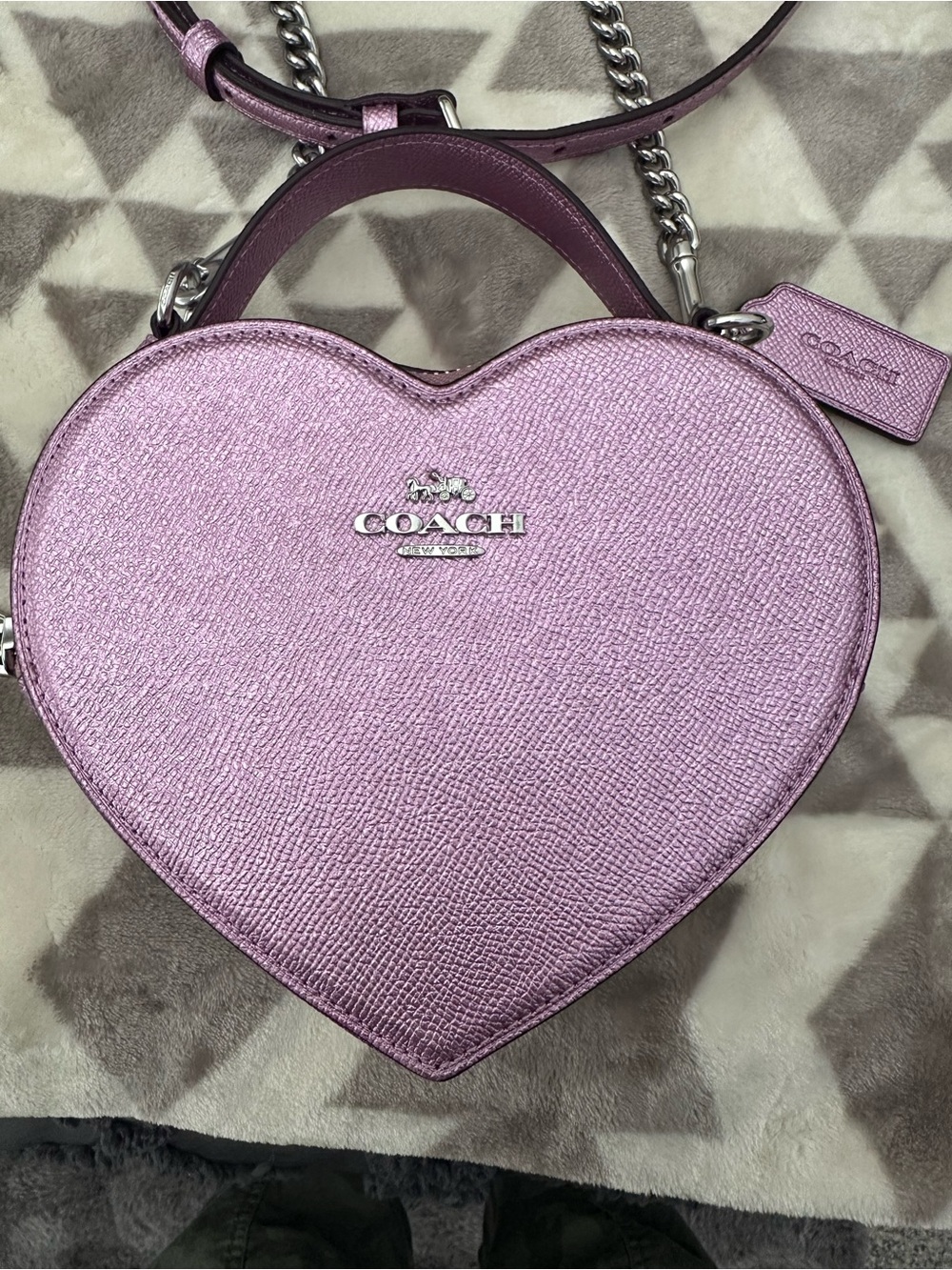 Coach Metallic Pink Heart Crossbody Bag